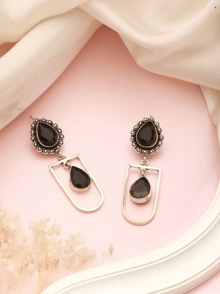 Oxidised Silver Lookalike designer Dailywear Dangling Earrings view 3