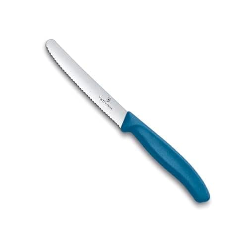 Victorinox Swiss Made, Stainless Steel Swiss Classic Paring Knife, 11 cm, Serrated Edge with Round Tip, Professional and Household Kitchen Tools, Kitchen Items, Blue, 6.7832.C1 | Multipurpose Knife view 2