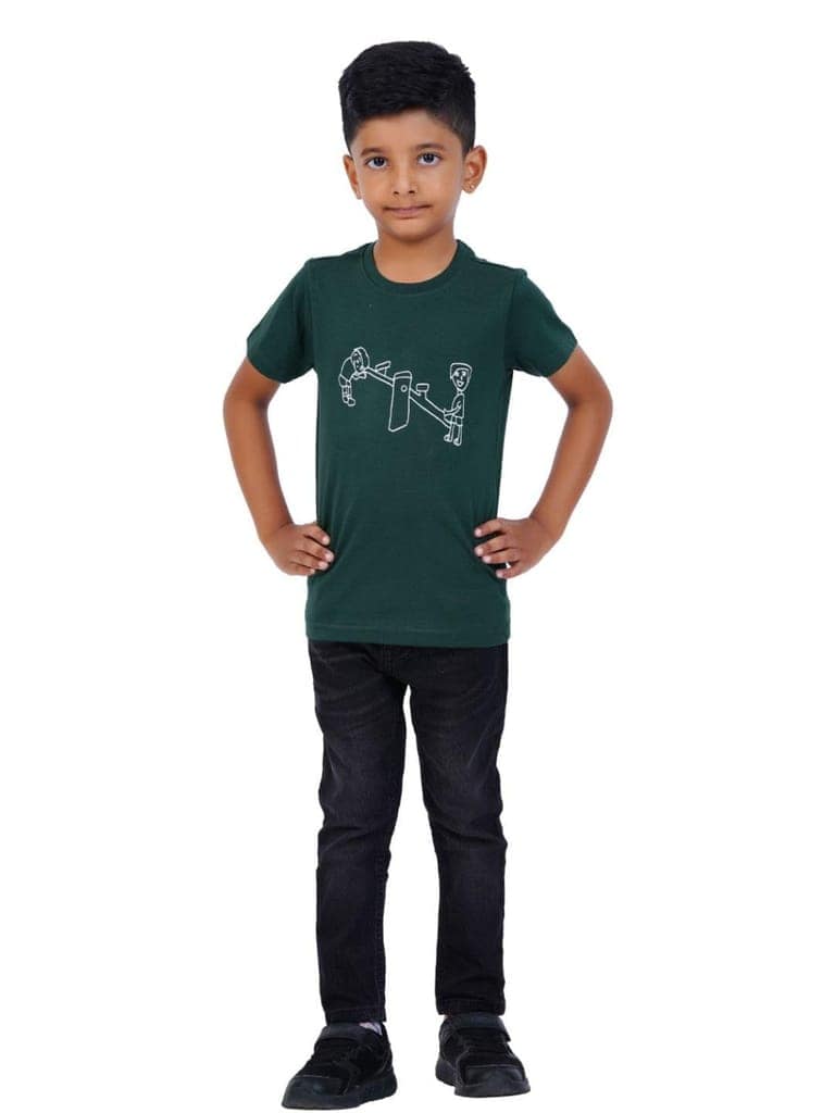 AIR GARB Boys Round Neck Printed Cotton T-shirt for 4-5 Years - Pack of 2 (K45-SGR-CG) Multicolour view 4