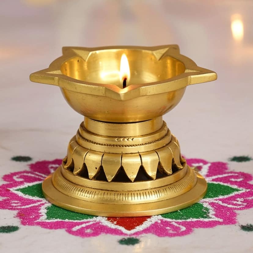 Brass Table Decor Panchmukhi Stand Deepak, Oil Lamp - Five Face Oil Lamp for Temple Aarti, Height : 3 Inch (BSMAS1503 D)
