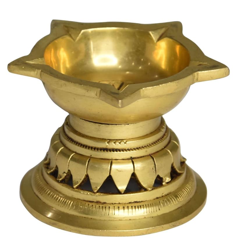 Brass Table Decor Panchmukhi Stand Deepak, Oil Lamp - Five Face Oil Lamp for Temple Aarti, Height : 3 Inch (BSMAS1503 D) view 2