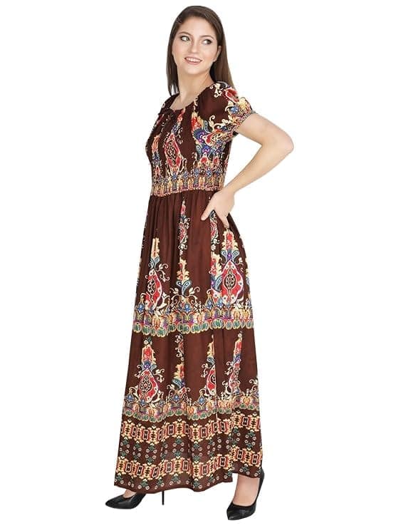 Attractive Printed Rayon Bobbin One Piece fit and Flare Dress in tie dye Pattern Comfy Trendy Night Gown Dress for Women view 4