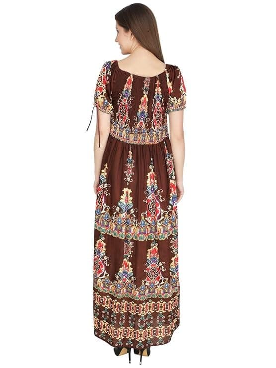 Attractive Printed Rayon Bobbin One Piece fit and Flare Dress in tie dye Pattern Comfy Trendy Night Gown Dress for Women view 5