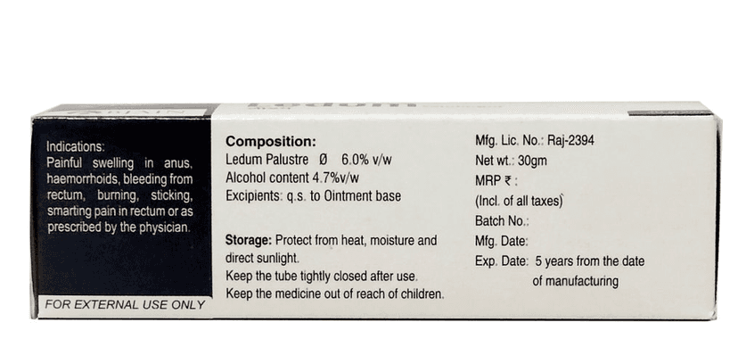 BJAIN Ledum Palustre Ointment for Haemorrhoids & Rectal Pain Relief - 30gm view 2