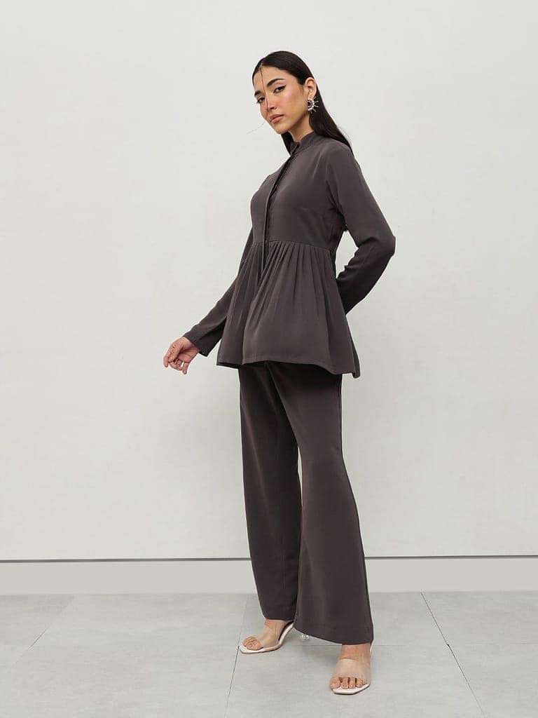 Charcoal Peplum Co-ord Set view 4