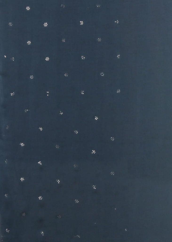 Grey and Blue Italian Crepe Saree view 4