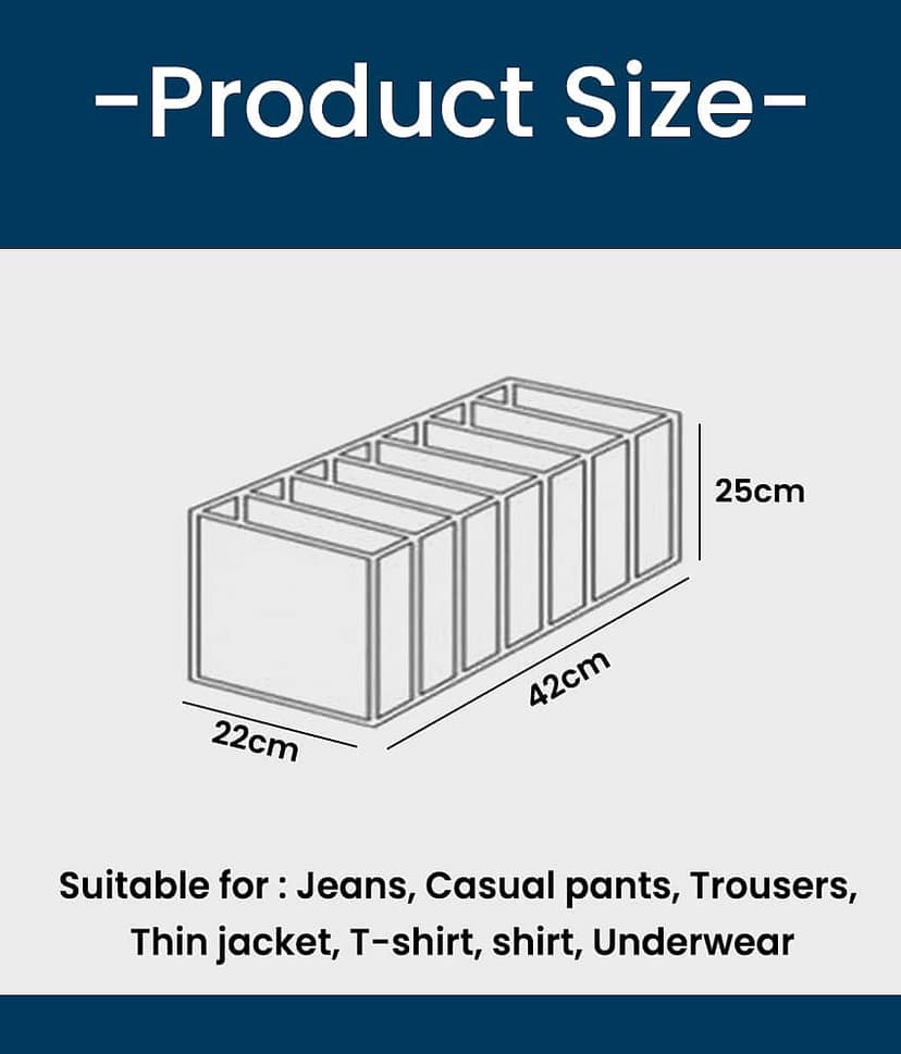 Non-Woven 6 Compartments Foldable Wardrobe Storage Organisers Beige (Pack of 4) view 2