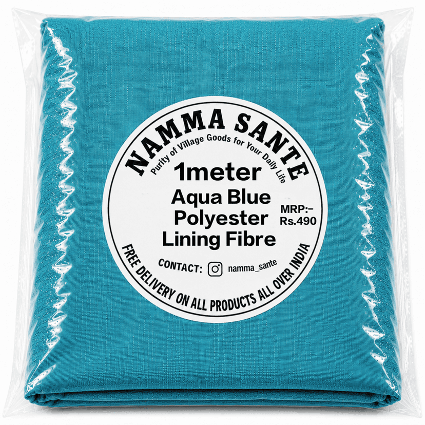 Aqua Blue Polyester Lining Fibre (Chhota Panna), Aqua Blue Polyester Lining Fabric (Chhota Panna), Light Aqua Blue Lining Fabric (Chhota Panna), Aqua Blue Polyester Fabric (Chhota Panna), Aqua Blue Polyester Inner Lining (Chhota Panna) view 4