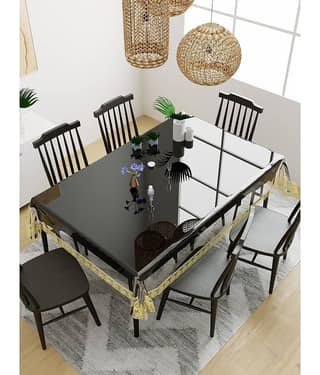 Solid PVC 6 Seater Rectangle Table Cover ( 228 x 152 ) cm Pack of 1 Gold