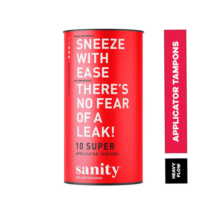 Sanity Super Applicator Tampons – Pack of 10 for Medium to Heavy Flow | Safe Period Protection