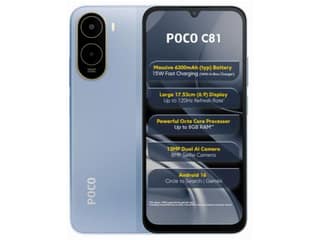 Poco C81 Smartphone, 4GB RAM, 64GB Storage - Sky Blue