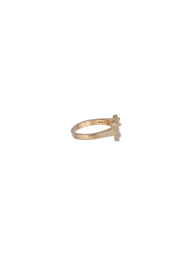 Gold Toned AD Studded Minimal Engagement Solitaire Finger Ring view 8