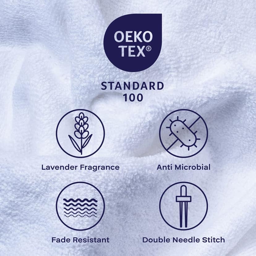 Feather & Spun Bamboo Cotton Face Towel(Pack of 4) | Lavender Fragrance | Oeko-TEX® Standard 100 | Anti Microbial | Fade Resistant | Double Needle Stitch | 600 GSM - 33 cms x 33 cms view 5