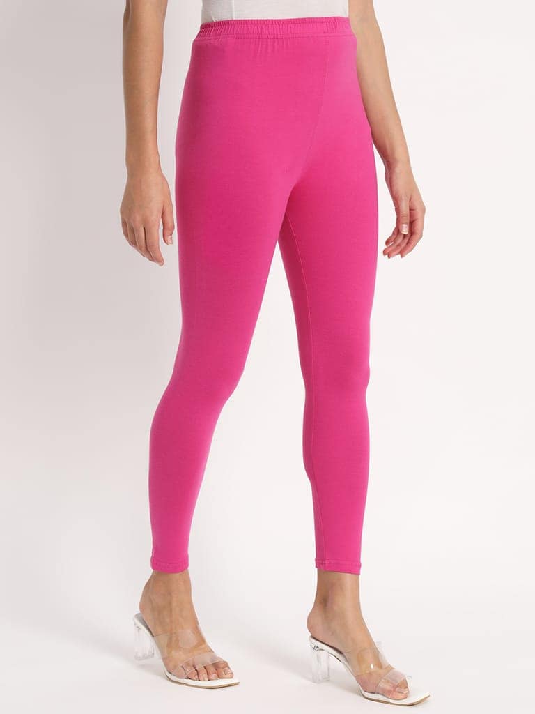 Soft Colors Women's Skinny Fit Ethnic Wear Ankle Length Leggings (Light Purple) view 4