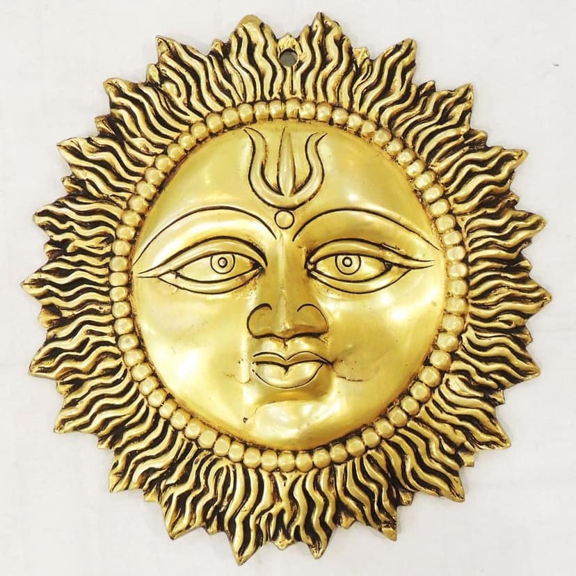 Traditional Brass Suraj Dev Wall Hanging | Home & Temple Decor, Height : 13.2 Inch (BSMAS1843 J)