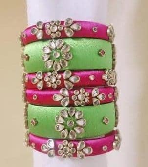 kundan work silk thread bangles view 2