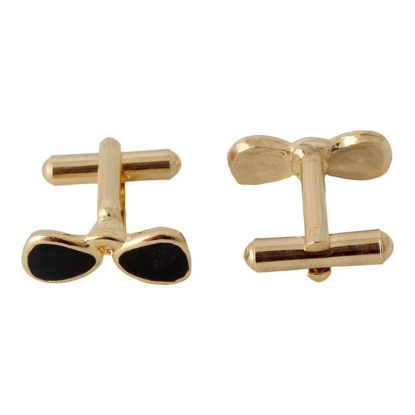 LUCKY JEWELLERY Unique Black Color Golden Plated Formal Wedding Shirt, Suit, Blazer Cufflinks Pair Set for Men.(205-M4C4-A5383) view 3