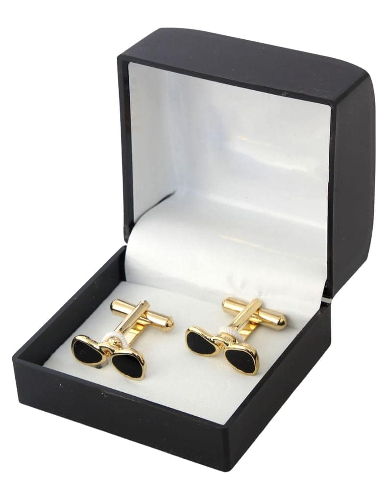LUCKY JEWELLERY Unique Black Color Golden Plated Formal Wedding Shirt, Suit, Blazer Cufflinks Pair Set for Men.(205-M4C4-A5383) view 4