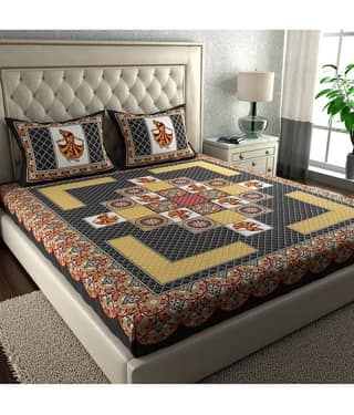 Cosito Cotton 1 Double Bedsheet with 2 Pillow Covers ( Dark Grey )