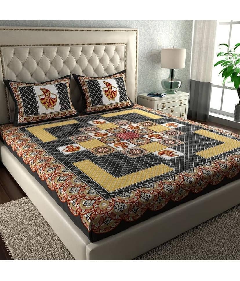 Cosito Cotton 1 Double Bedsheet with 2 Pillow Covers ( Dark Grey )