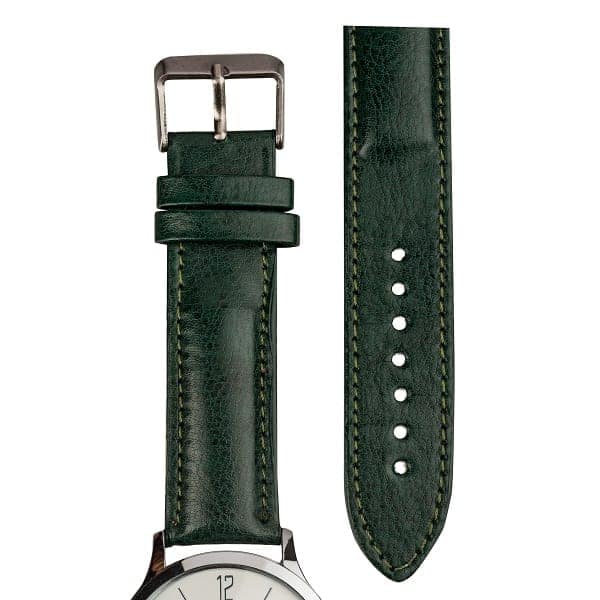 Mens Watch, Stylish Casual Quartz Wrist Watch with Green Leather Strap view 3