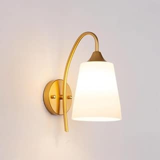 Decorative Wall Sconce Light Fixture with PVC Shade Gold Finish Metal Wall Lamp E27 Holder,for Bedroom, Living Room, Hallway, or Staircase (Without Bulb)