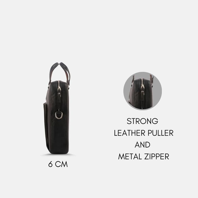 Viva Black Leather Laptop Bag view 5