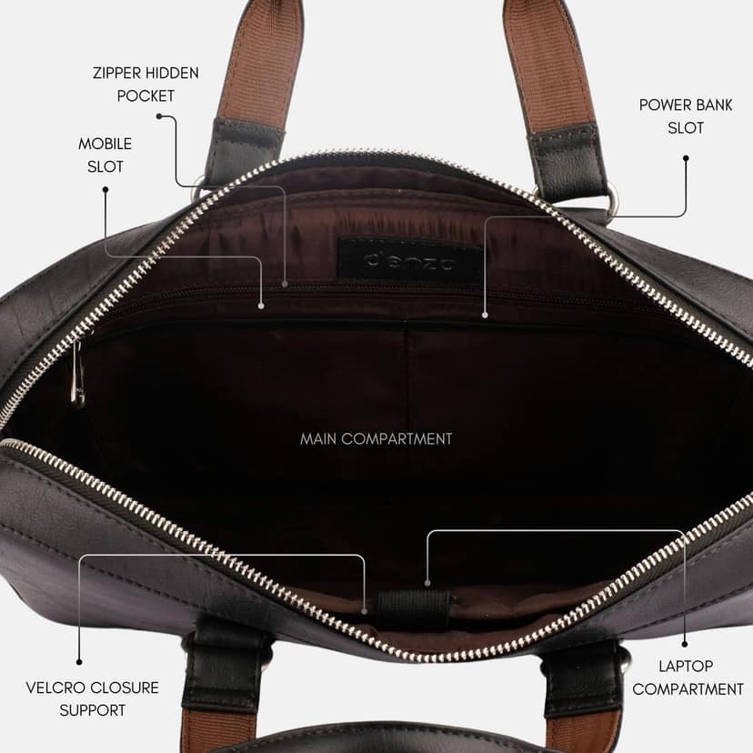 Viva Black Leather Laptop Bag view 8