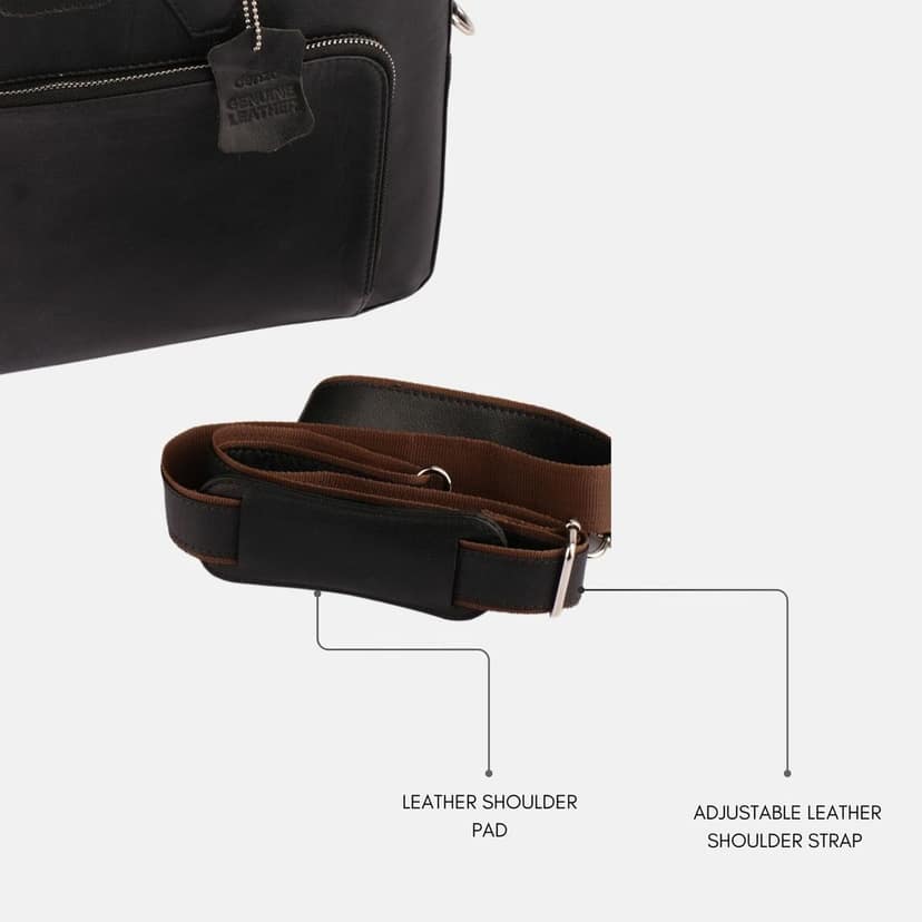 Viva Black Leather Laptop Bag view 9