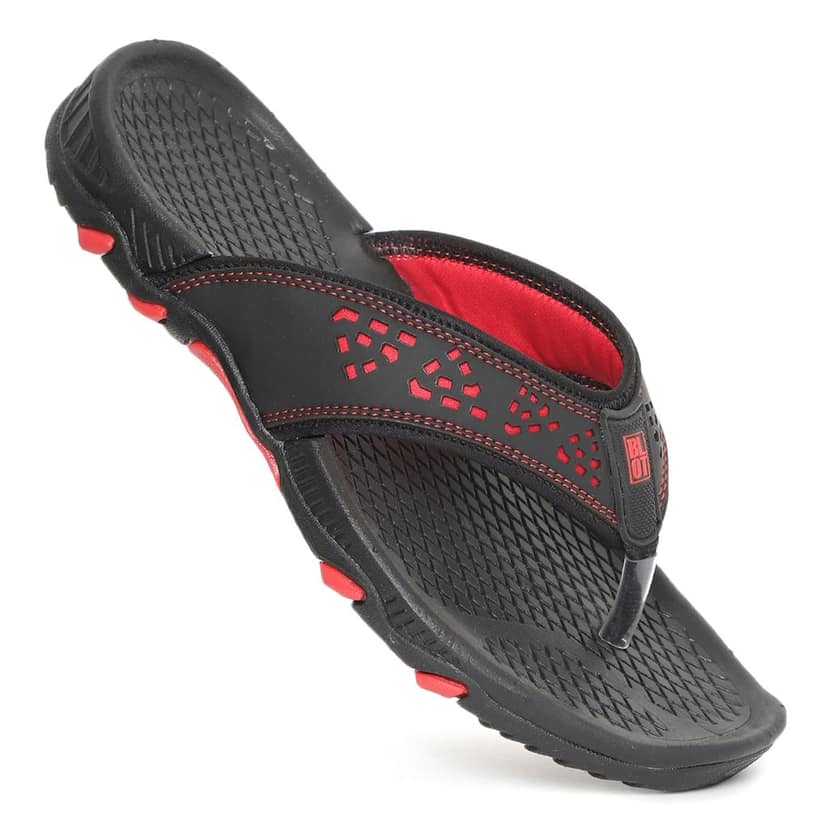 Paragon Black and Red Ultra-Durable Everyday Flip Flops for Men view 4