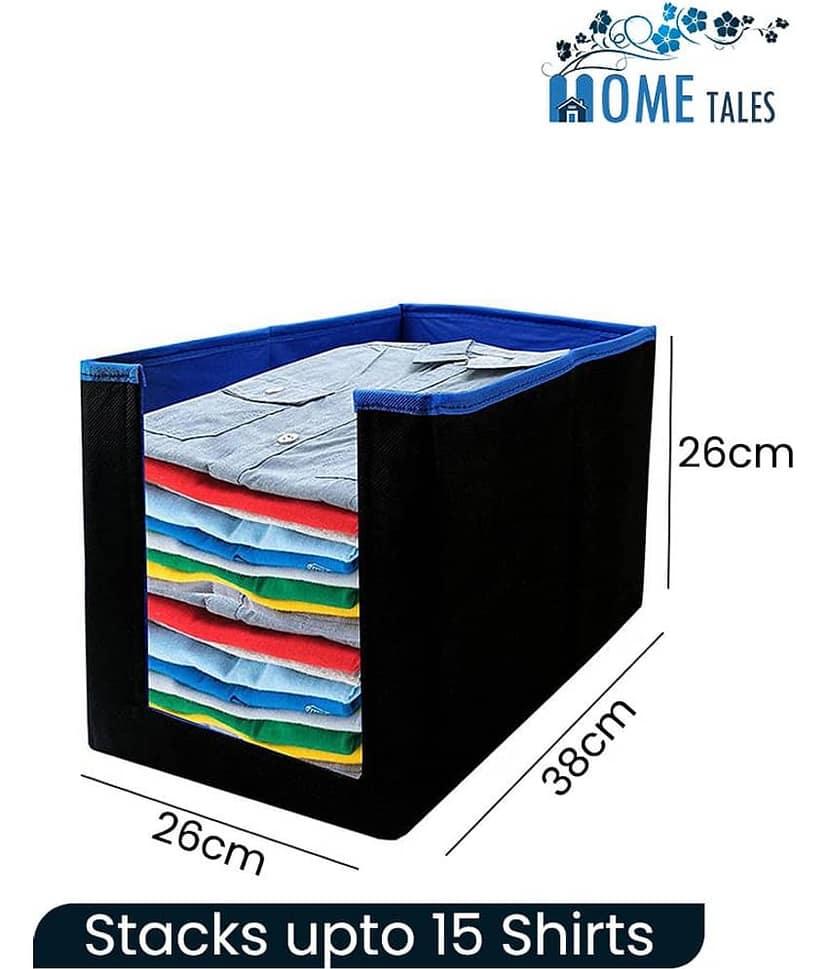 Non-Woven Shirt Stacker & Cloth Organizer,Blue (Pack of 4) view 2