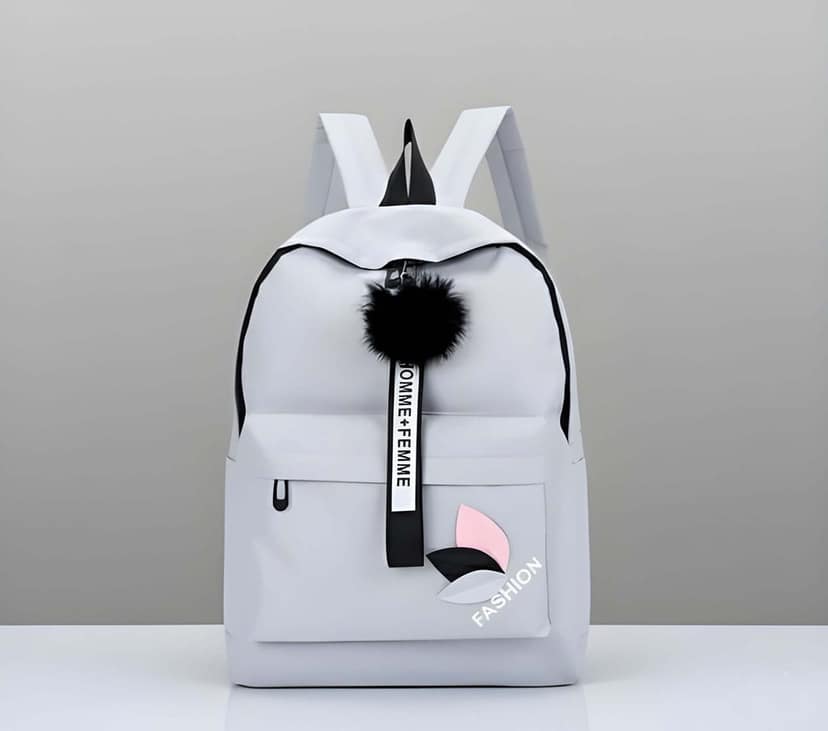Latest Fashionable Backpack with Cute Pom-Pom Charm for Girls & Women | Spacious, Lightweight School and College Backpack