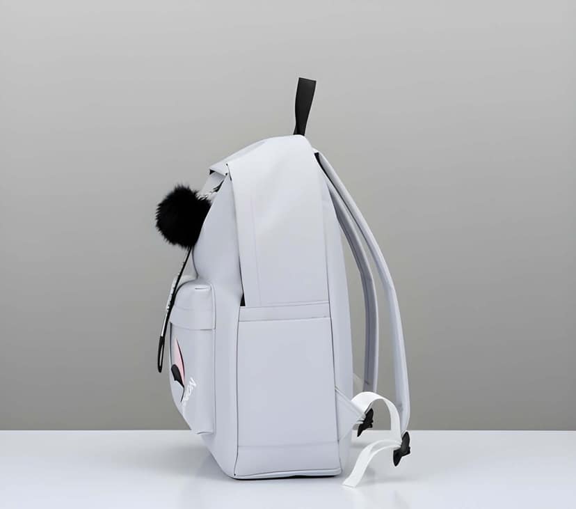 Latest Fashionable Backpack with Cute Pom-Pom Charm for Girls & Women | Spacious, Lightweight School and College Backpack view 2