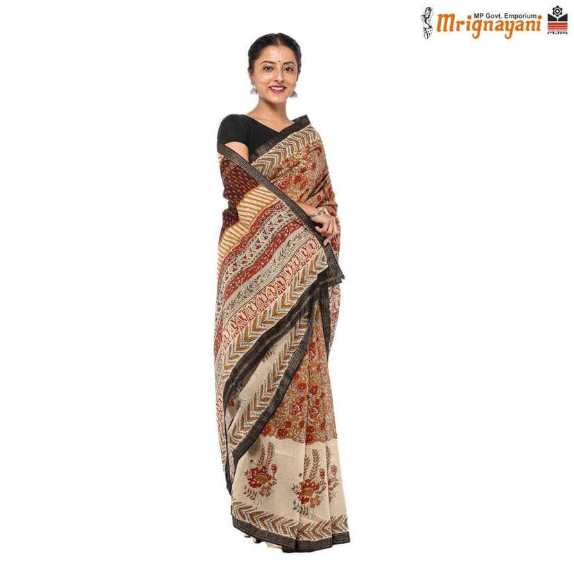 HANDLOOM MAHESHWARI SILK SAREE WITH BLOUSE (SKU - 3N0104050422, SAREE - 1274) view 2