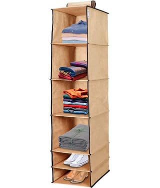 PrettyKrafts 6 Tiers/Shelves Clothes Hanging Organizer, almirah wardrobe for Regular Garments, Shoes Storage Cupboard, Hanger Bag