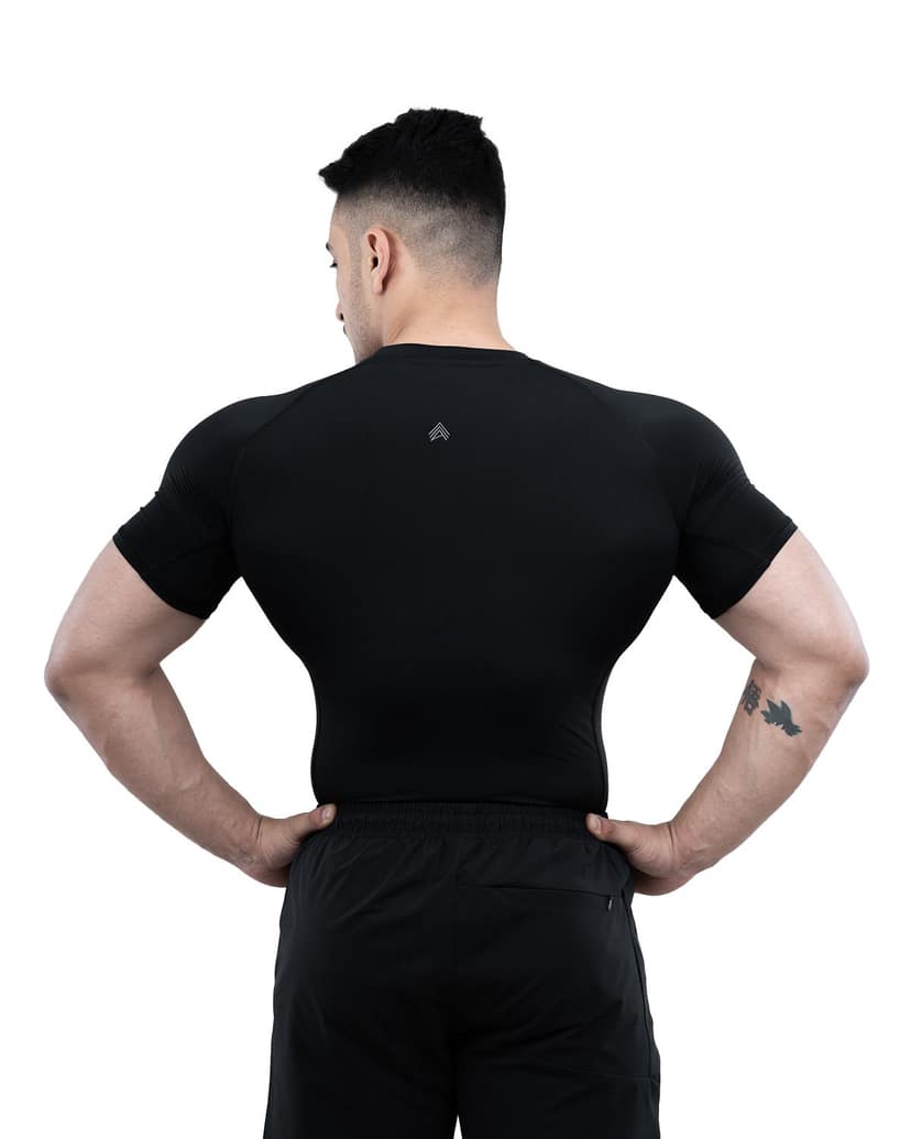Athflex Men's Half sleeve Ace Compression T-Shirt - Ultra Stretch , Premium Nylon Spandex Blend , Moisture-Wicking, Quick-Dry, Breathable, Muscle Fit Activewear for Gym, Fitness, and Sports - crater brown/XL view 2