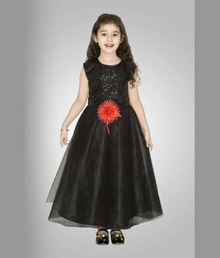 Arshia Fashions Net A-line Dress For Girls ( Pack of 1 , Black )