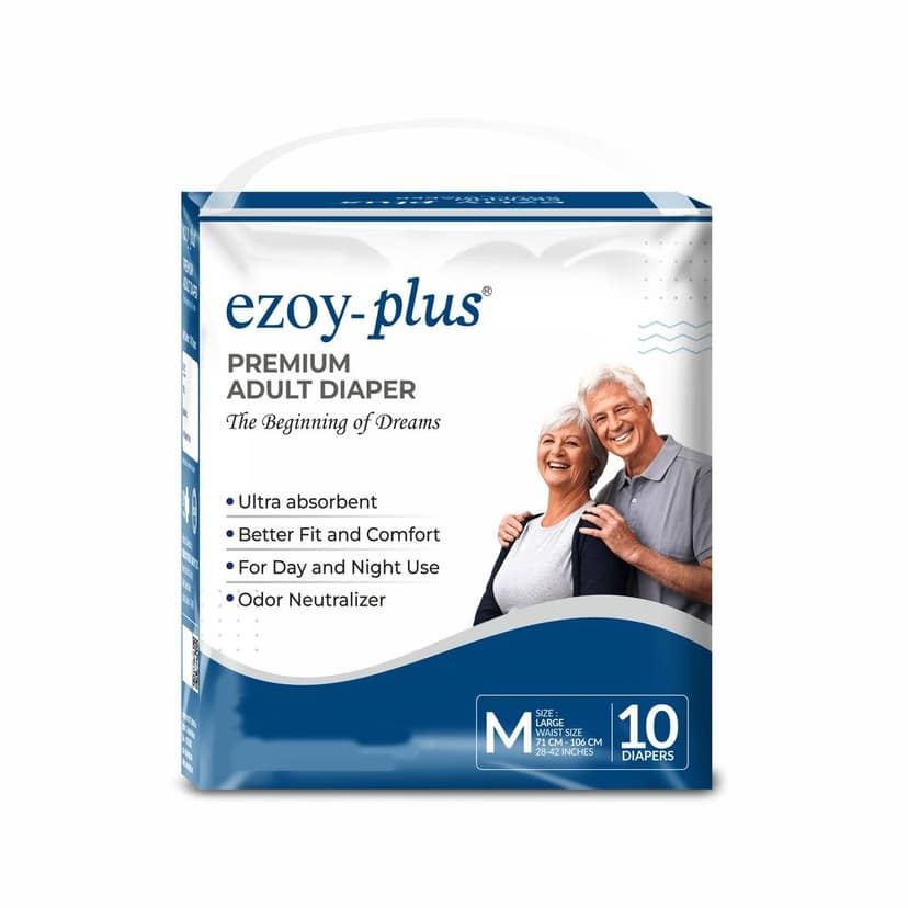 Ezoyplus Adult Diaper Tape Style M Size,Odour Control | Soft & Breathable | Unisex Adult Diapers | 10 Pieces
