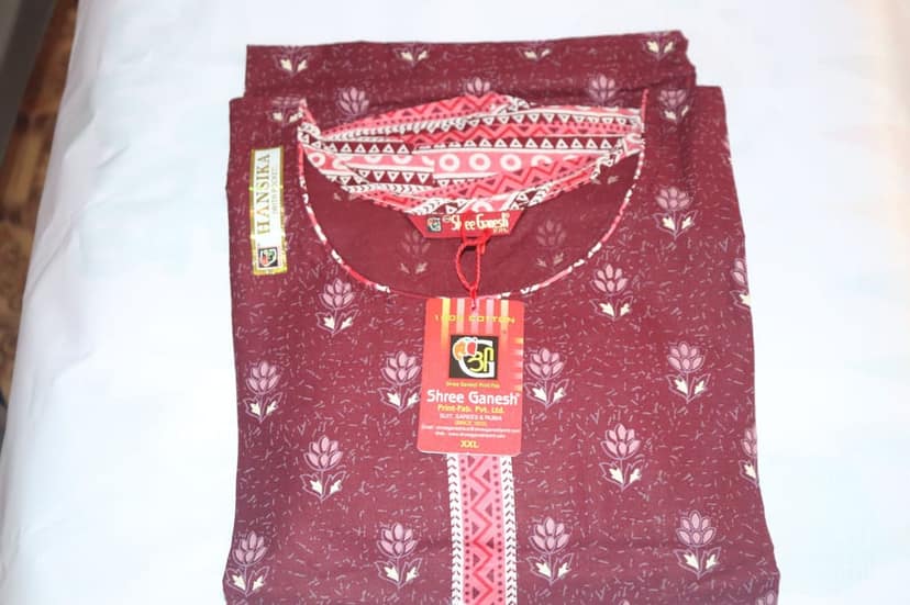 Women's Brown Cotton Printed Kurta with Pink Cotton Printed Palazzo Pants and Pink Cotton Printed Dupatta view 2