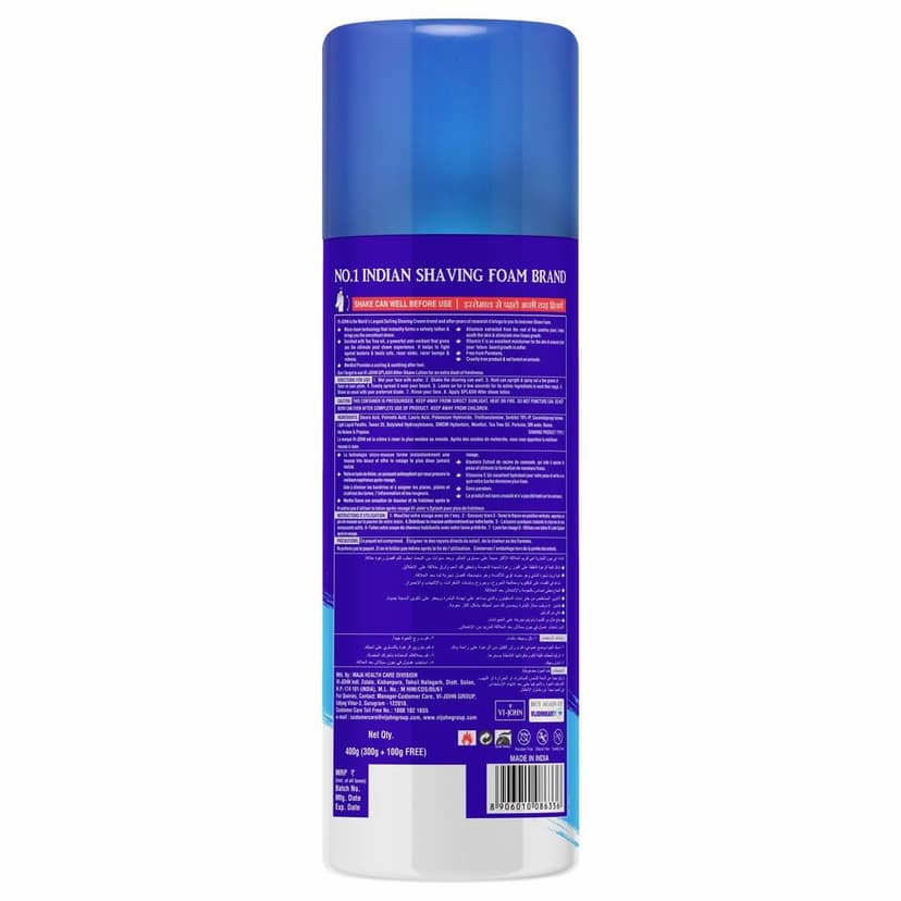 VI-JOHN All Skin Type Shaving Foam enriched with Vitamin E & Tea Tree Oil -400g (pack of 12) view 2
