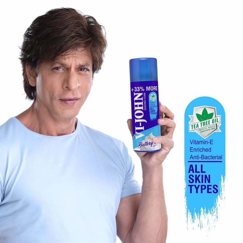 VI-JOHN All Skin Type Shaving Foam enriched with Vitamin E & Tea Tree Oil -400g (pack of 12) view 3