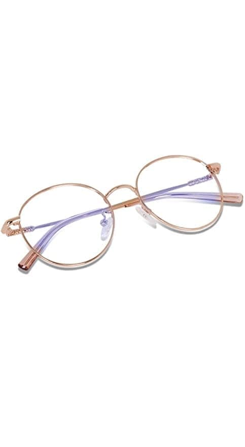 Jodykoes Elegant Looking Blu Light Protection Anti Glare Metal Round Frame Spectacle Eyeglasses Eyewear (Gold) view 2