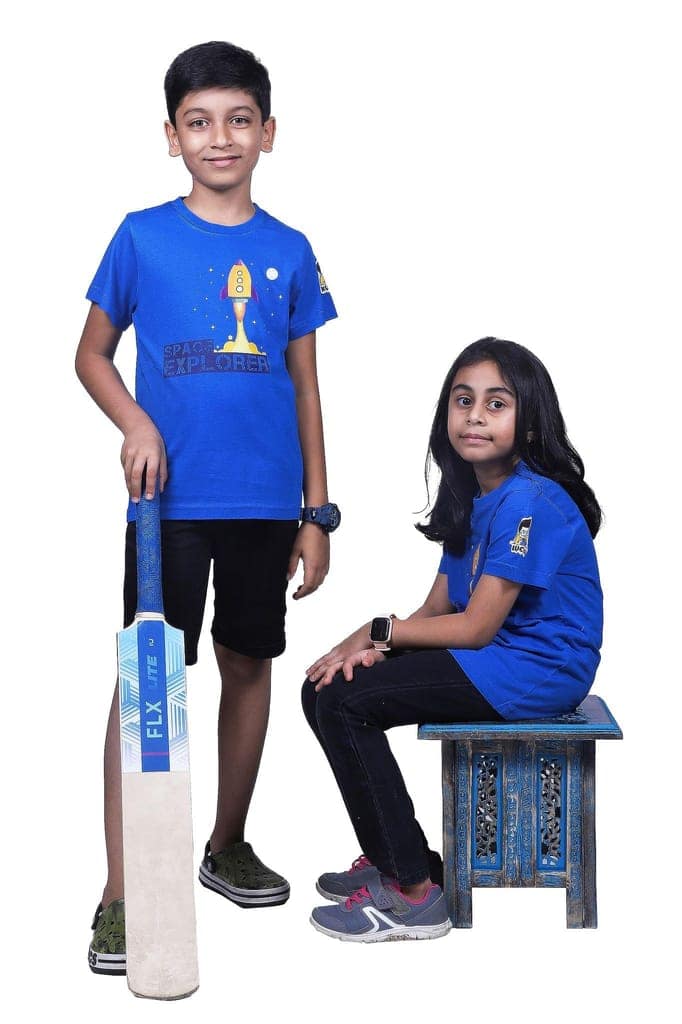 KUCHU Unisex Kids T-Shirt (6-7 Yearsears) | Super Combed Cotton-Modal Blend | Ultra-Soft, Lightweight Digital Print – Space Explorer Design | Trendy & Comfortable Casual Wear for Boys & Girls Blue view 6