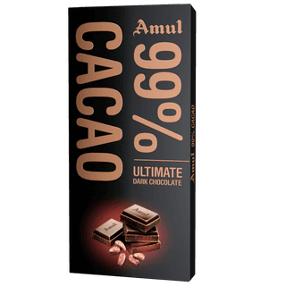 Amul 99% Cacao - Ultimate Dark Chocolate, 125 G