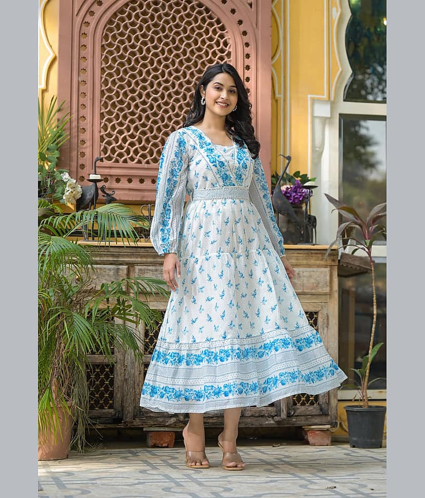 Juniper Women Cotton Fit & Flare Dress ( White )