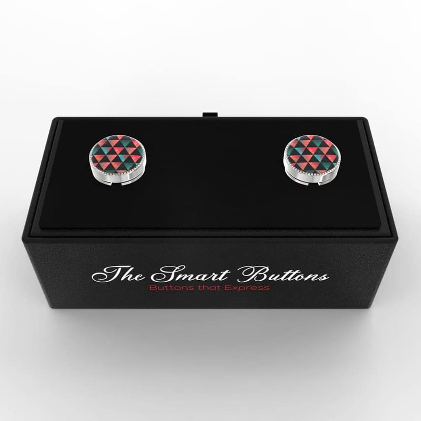 The Smart Buttons - Shirt Button Cover Cufflinks for Men - Geometric Triangles Style view 3