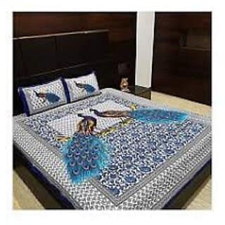 Cotton Animal Print Double Bed Sheet With 2 Pillow Covers