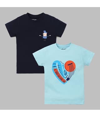 ETCHED DESIGN Pack of 1 Boys Cotton T-Shirt ( Multicolor )