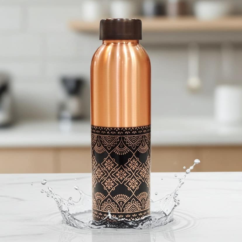 Premium Copper Water Bottle 900 ML | Ayurvedic Health & Hydration Bottle , Height : 10.5 Inch (BCMAS202 L)