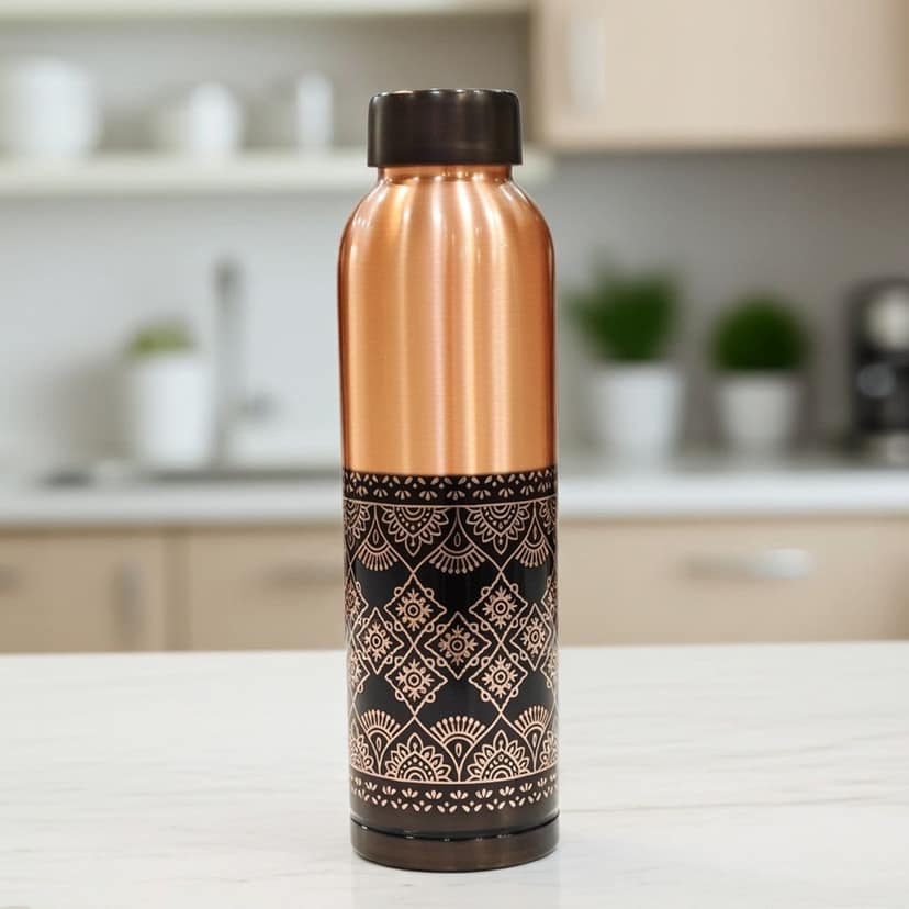Premium Copper Water Bottle 900 ML | Ayurvedic Health & Hydration Bottle , Height : 10.5 Inch (BCMAS202 L) view 2